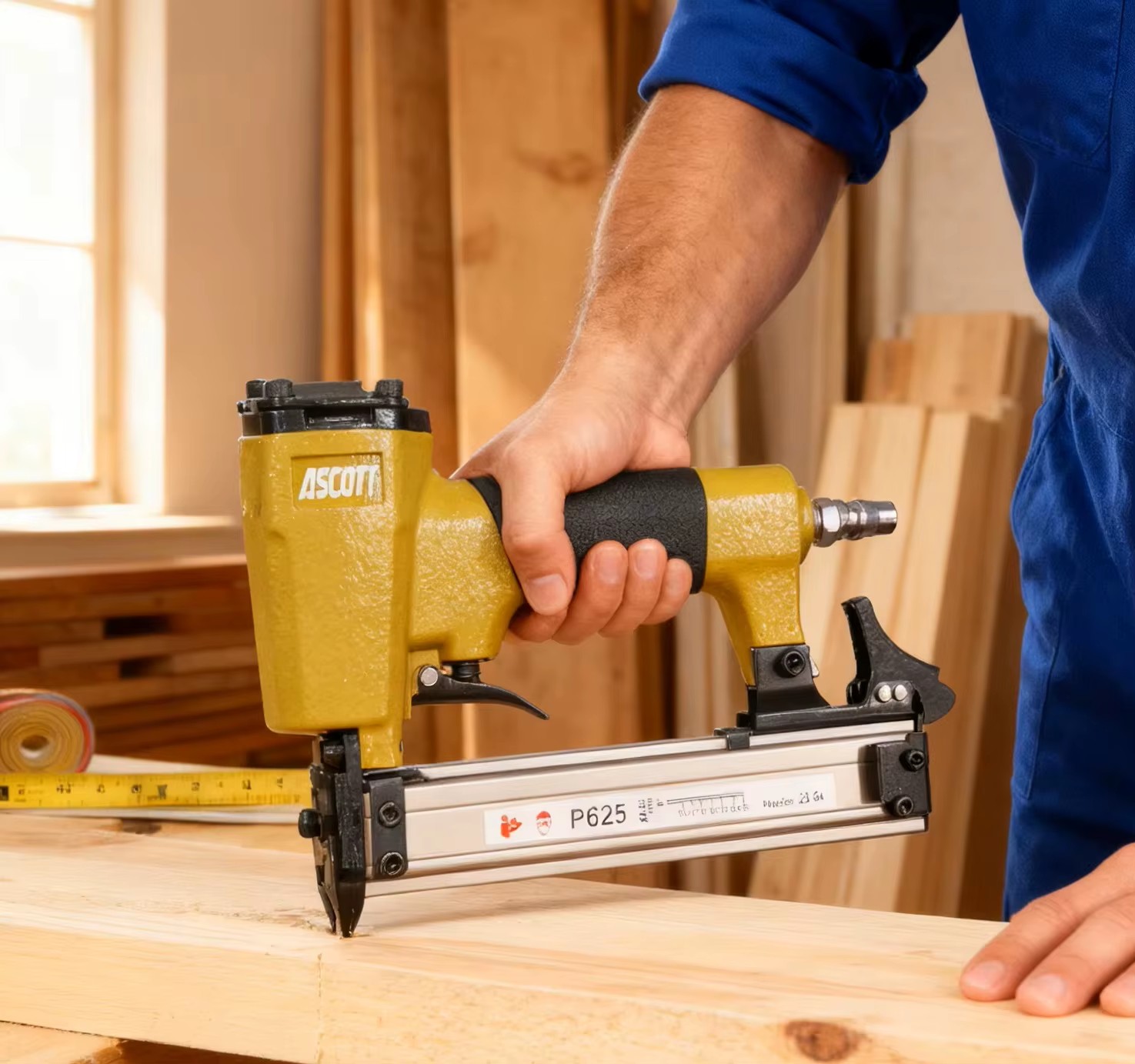P625 Industrial Grade Compact 23 Gauge Pneumatic Pin Nail Gun with 100pcs Capacity for Picture Framing & Fine Woodworking