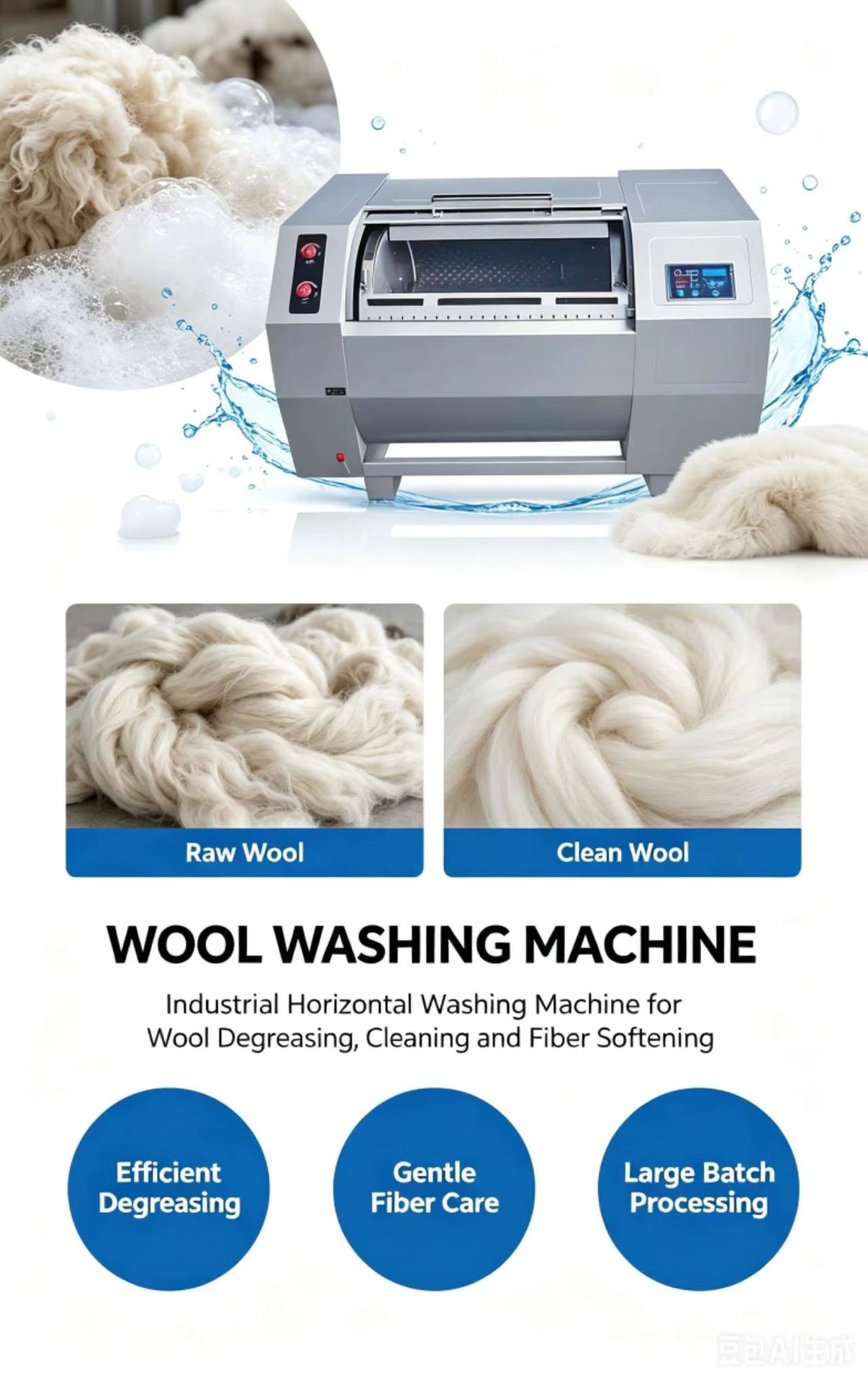 Industrial Electric Horizontal Washing Machine New 380V 35kg Capacity for Denim Stone Wash Wool Cleaning Garment Textile Laundry