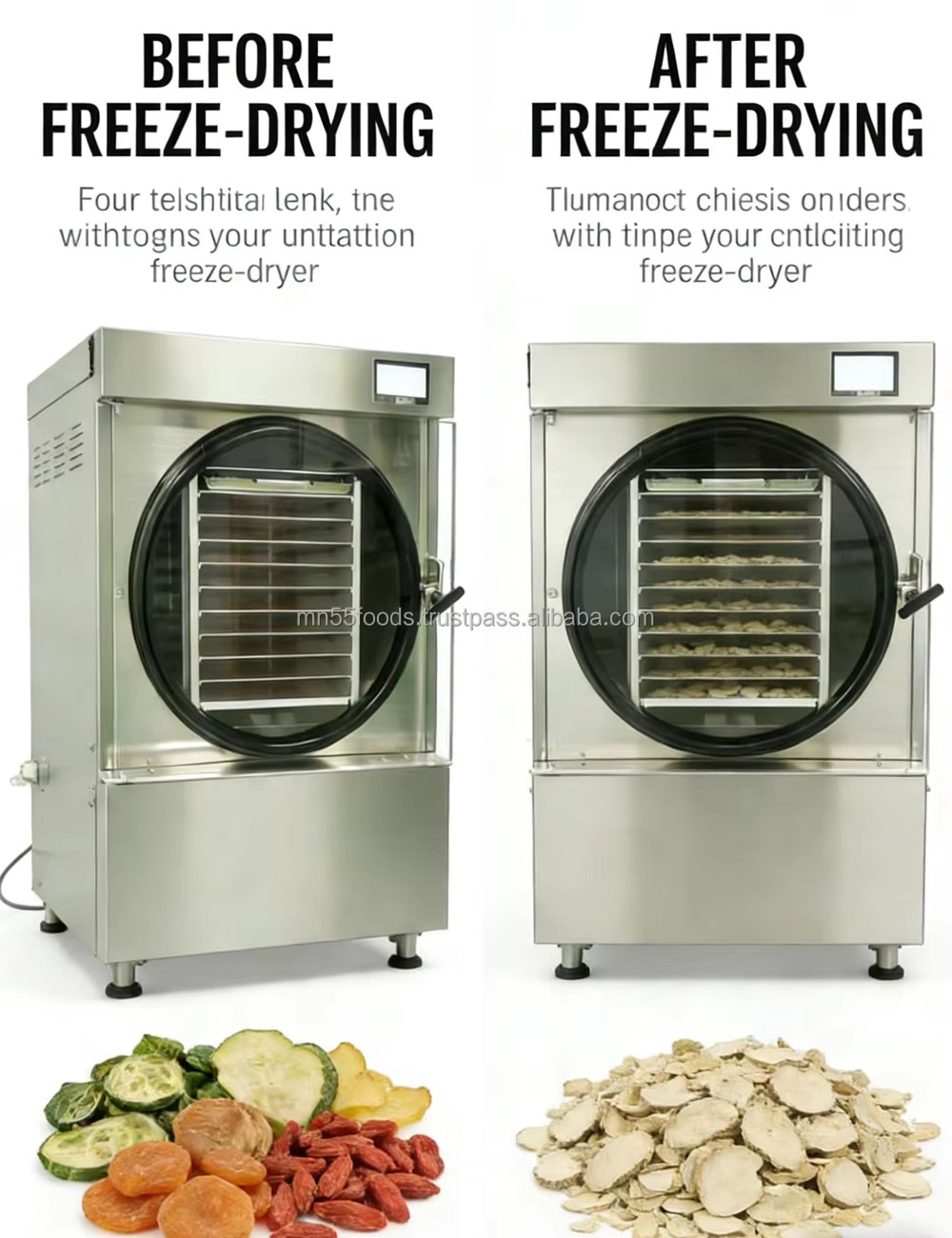 Household Freeze Dryer Machine 6kg 10kg 15kg 25kg 30kg Automatic PLC Pump SUS304 for Food Processing