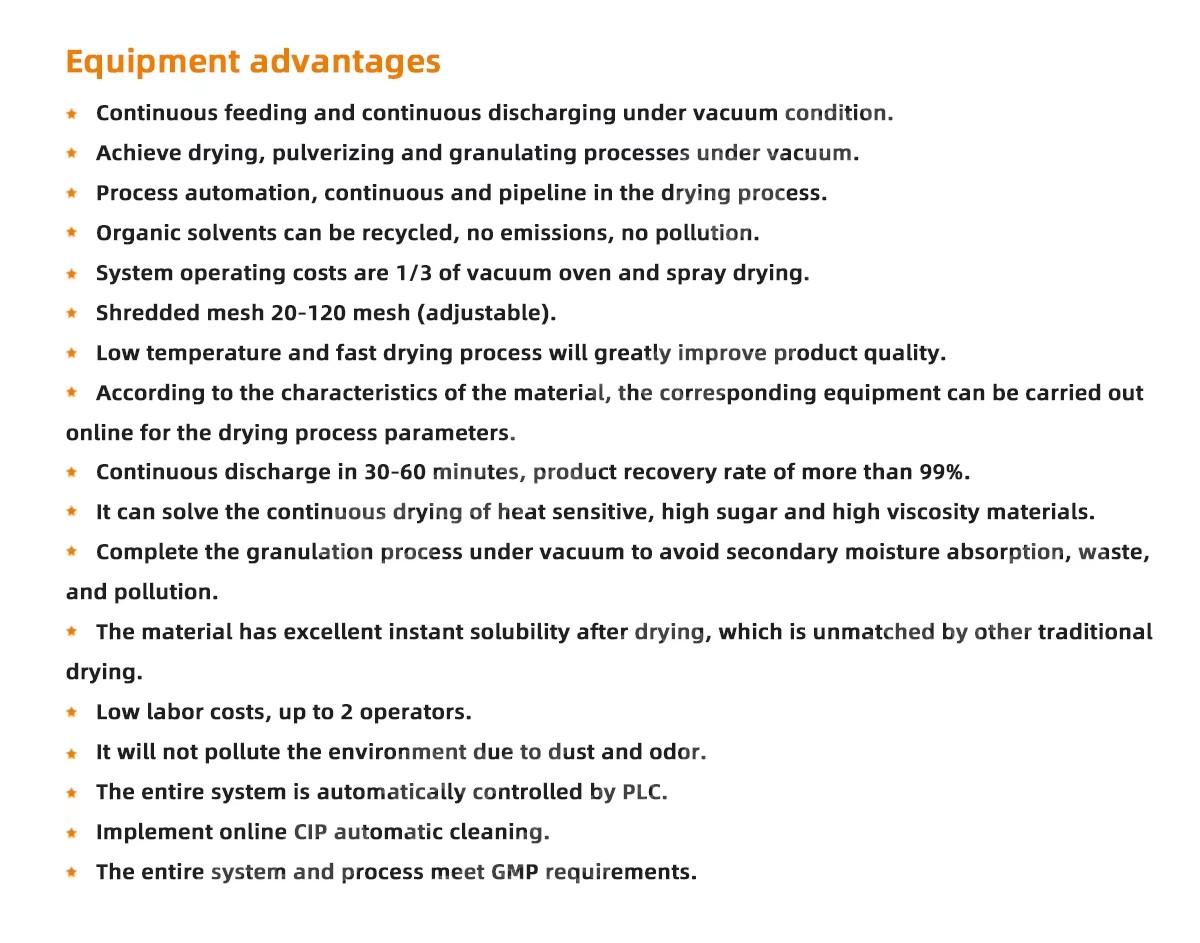 Continuous Vacuum Belt Dryer Low Temp Heat Sensitive Material Drying Machine PLC Auto Control for Food Natural Ingredient Solid