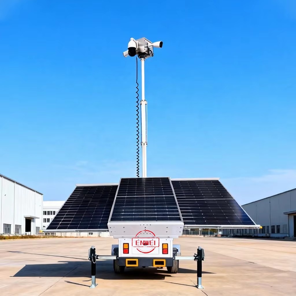 All Weather Solar Security CCTV Trailer Waterproof Durable for Desert Mining Farm Solar