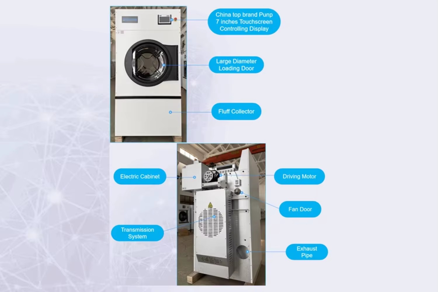 Laundry Machine Equipment Tumble Dryer Commercial Clothes Dryer for Self Service and Professional Laundry