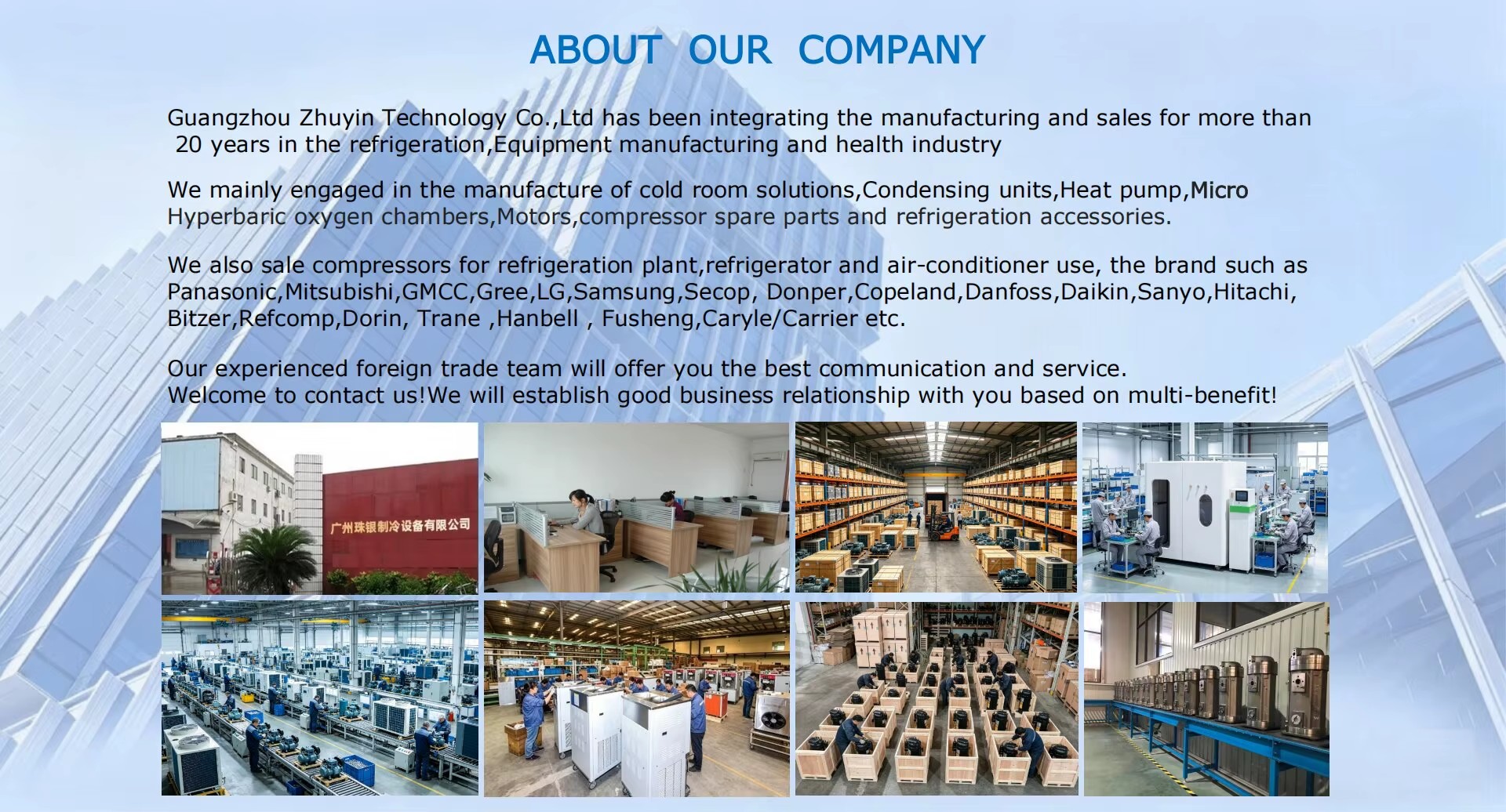 Made Guangdong Energy Saving Carrier Refrigeration Units Motor Pump R22/R404A Semi-Hermetic Piston Compressor 24 Months Warranty
