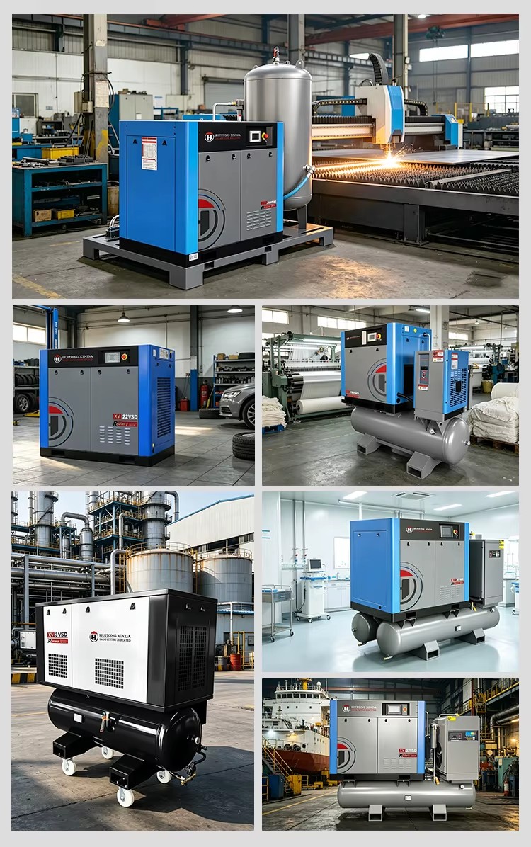 HT Compressor 7.5kw-400kw 8bar-25bar Compresseur Air 100l with Air End for Industrial Compressor