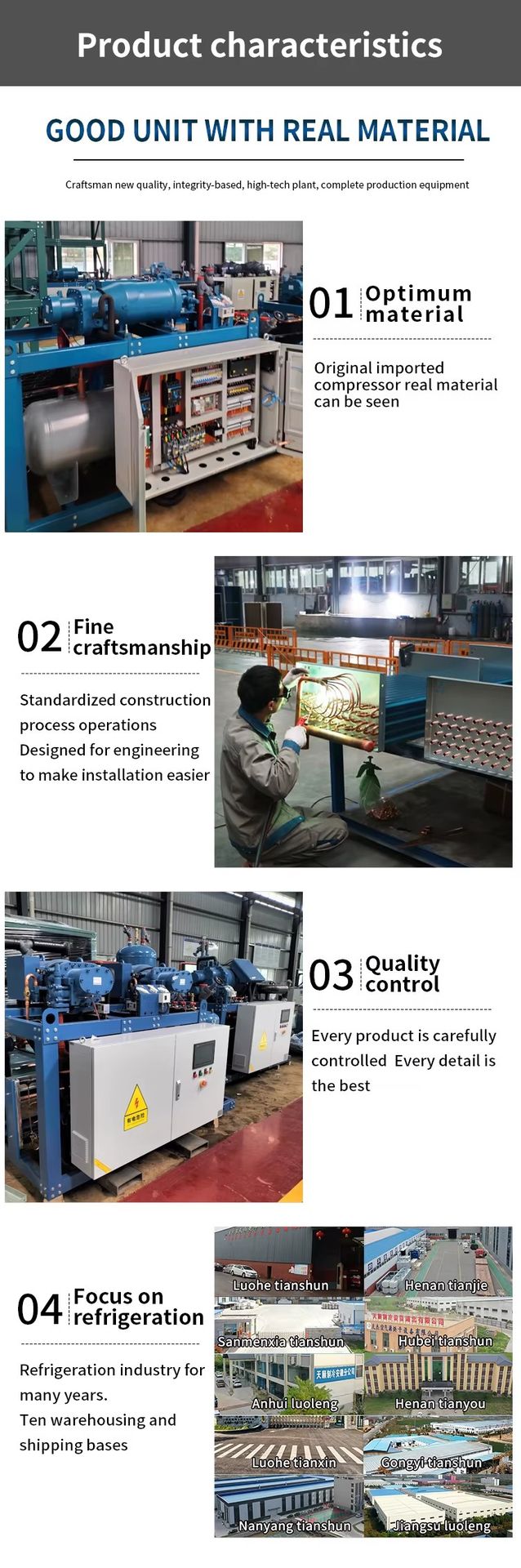 Screw Compressor Refrigeration Equipment Condensing Unit 50HP 60HP 70HP 75HP 100HP 125HP 160HP for Large Cold Chain Project