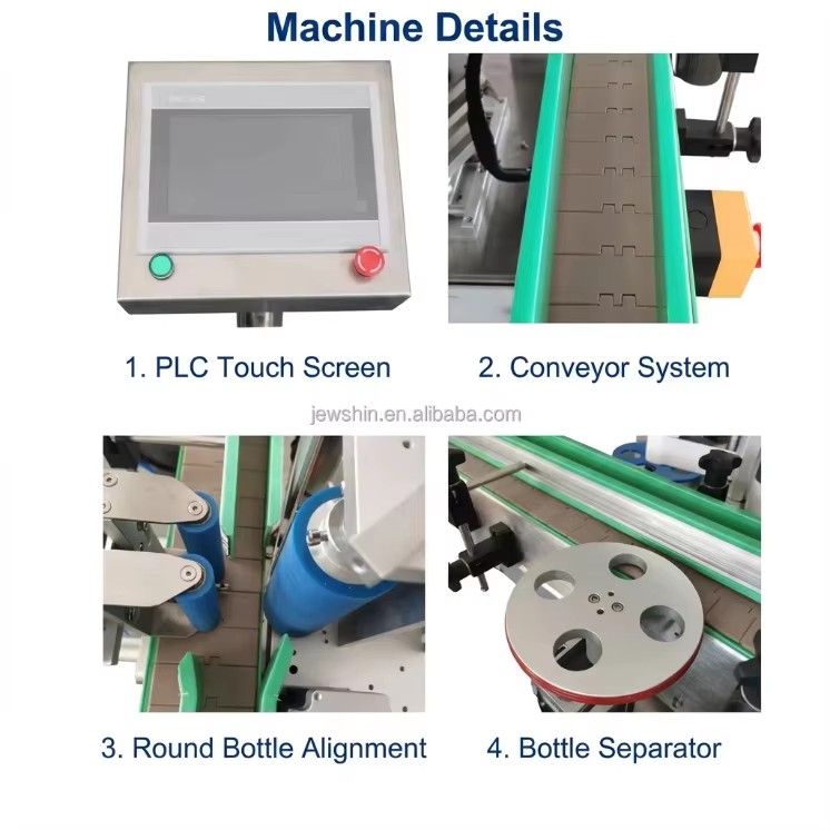 Small Bottle Labeler Sticker Applicator Automatic Round Labeling Machine for Plastic Bottles Essential Oil Cosmetic Packaging