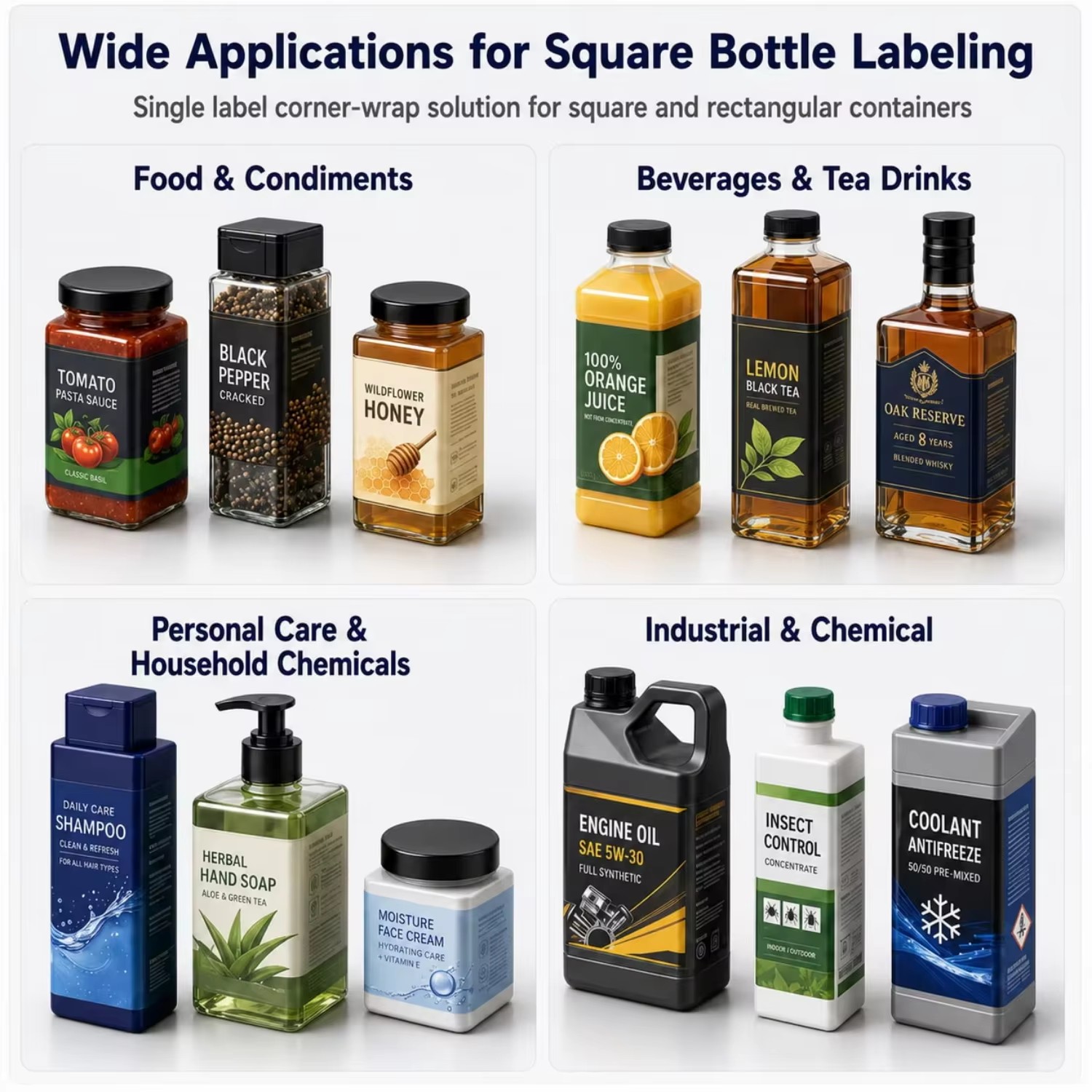 Automatic Square Flat Bottles Three Side Labeling Machine High Speed Label Applicator Compatible with Assembly Line