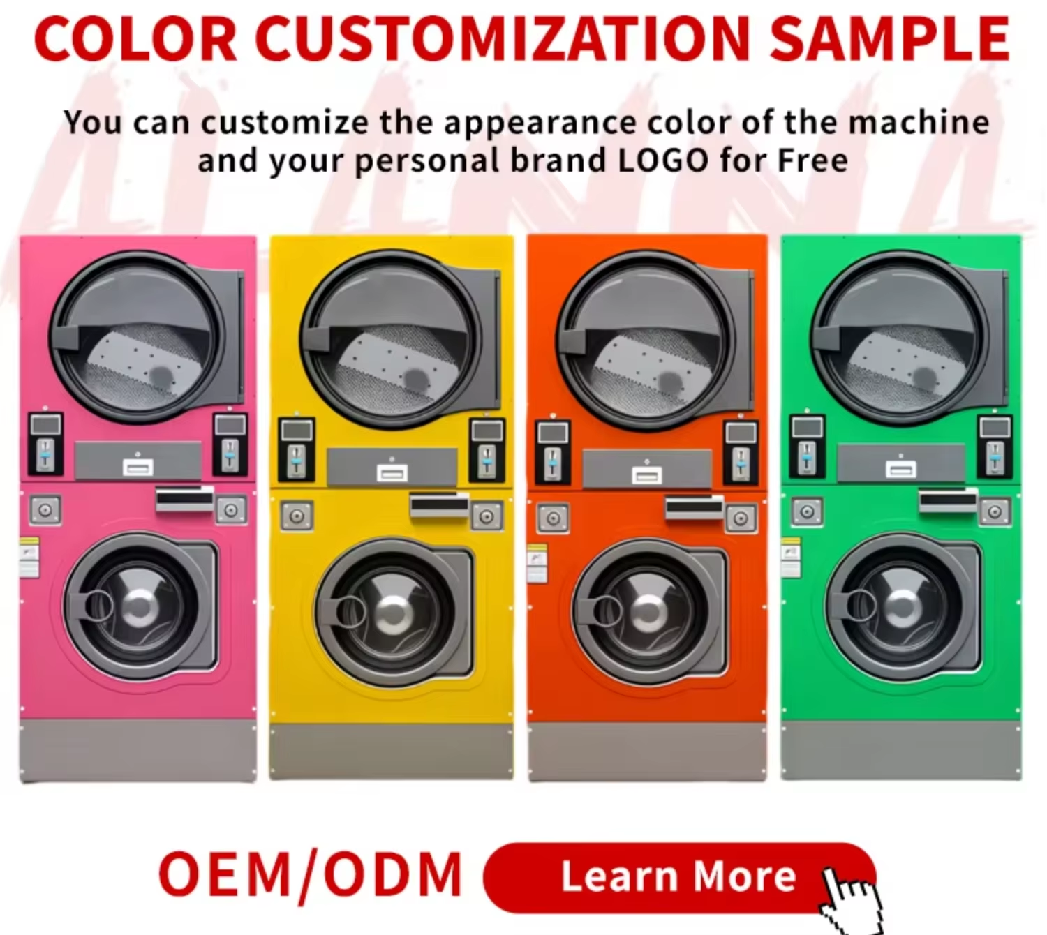 Laundromat Washing Machine and Dryer Commercial Coin Operated Stack Washer Dryer Self-service Laundry Machine