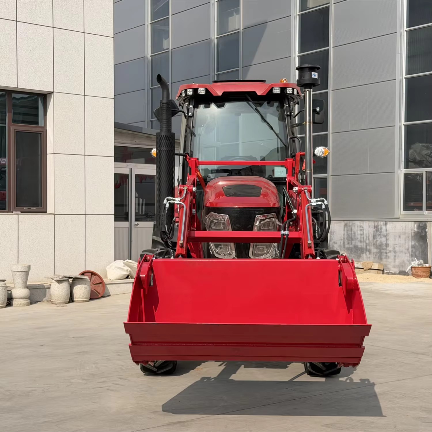 4WD Agricultural Wheel Tractor Front End Loader Enclosed Air Cabin Multi-functional Farm Tractor 100HP for Engine Match