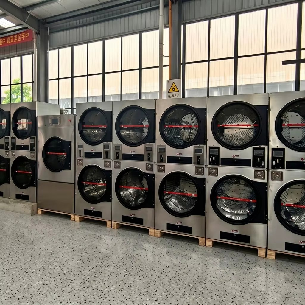 Commercial Electric Stack Washer Dryer Stainless Steel Coin Operated Space-Saving Laundry Equipment for Laundromat Hotel