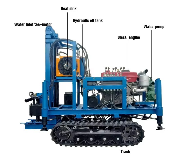 More Powerful 100m 150m 200m Small Mine Water Well Drilling Rig Machine Hydraulic Borehole Drilling Rig for Water Well