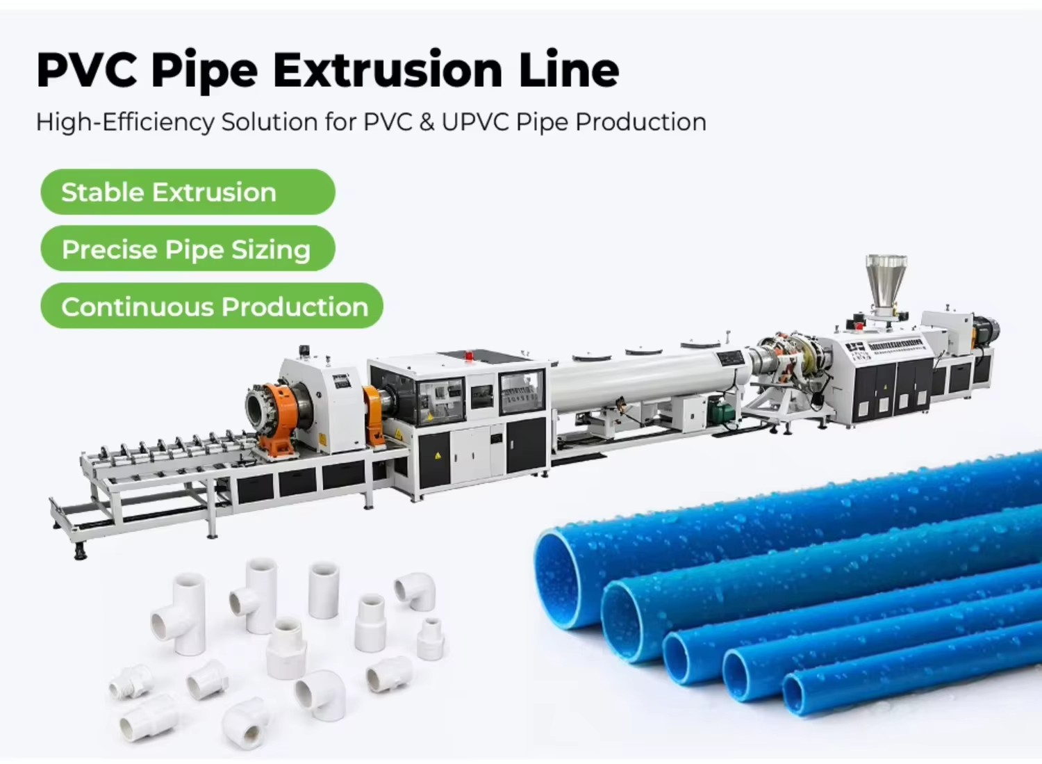 Virgin Raw Material PVC Pipe Extrusion Line UPVC Water Supply Pipe Extrusion Line School Water Supply PVC Tube