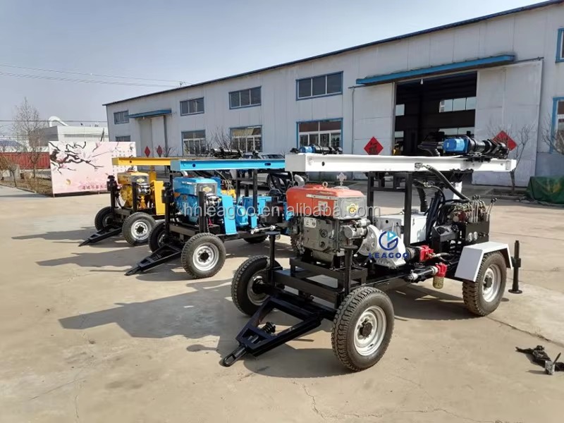 Trailer Water Well Drilling Rig Mine Drilling Rig With Mud Pump & Air Compressor