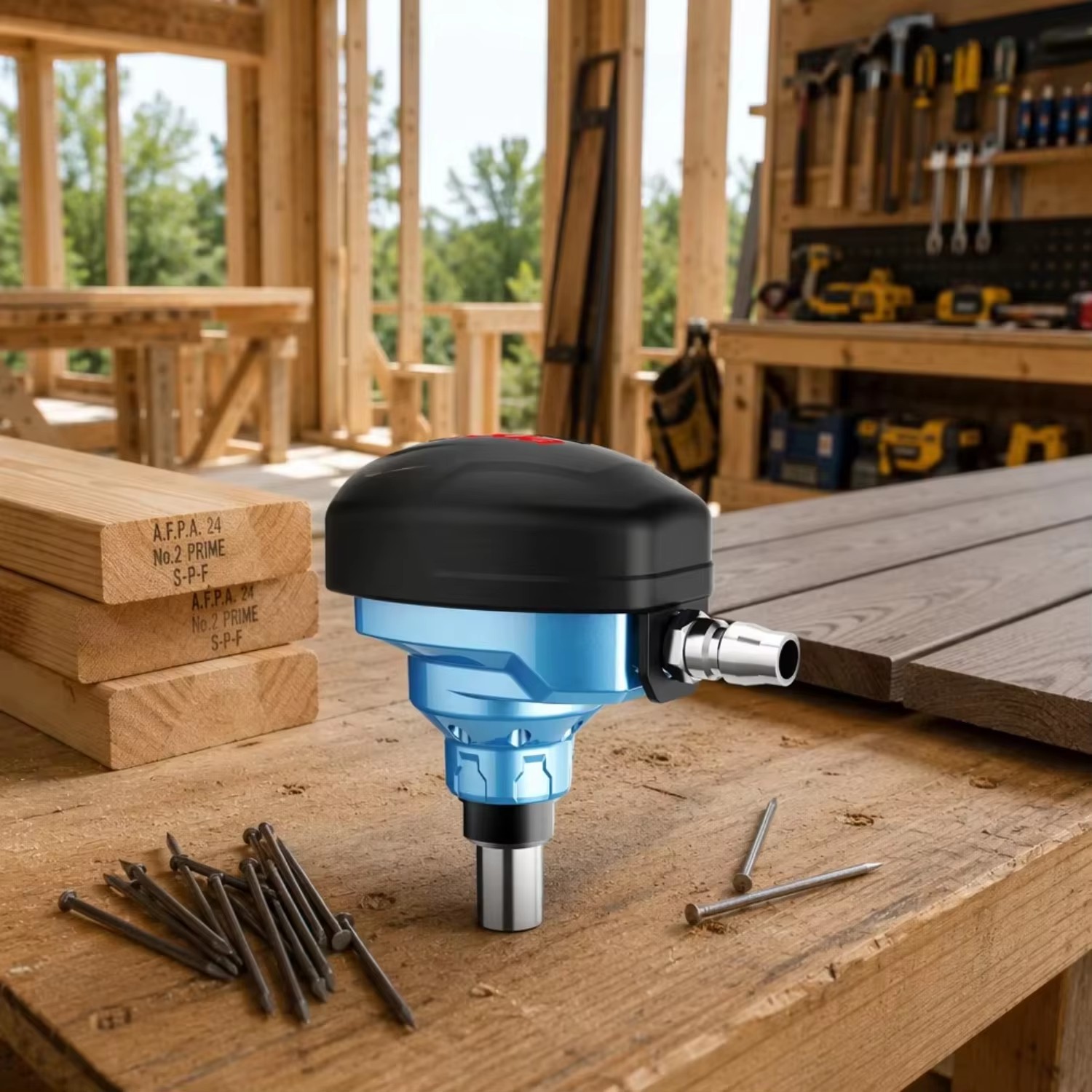 MPN100 Aluminum Pneumatic Mini Palm Nailer 50-100mm Ergonomic Light Weight Air Nail Gun for Wood & Furniture Working