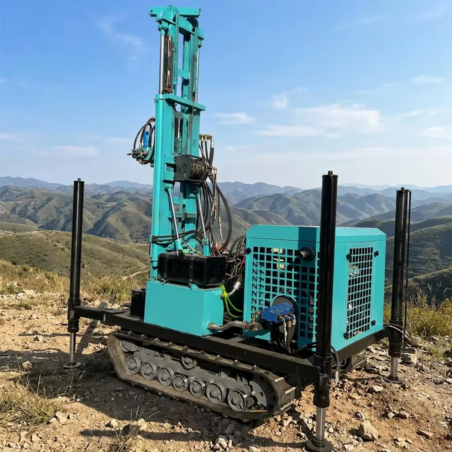 Drill Rig Deep Well Mud Pump 300m Hydraulic Diesel Water Well Drilling Machine Wheeled Air Compressor Motor Gear Durable for