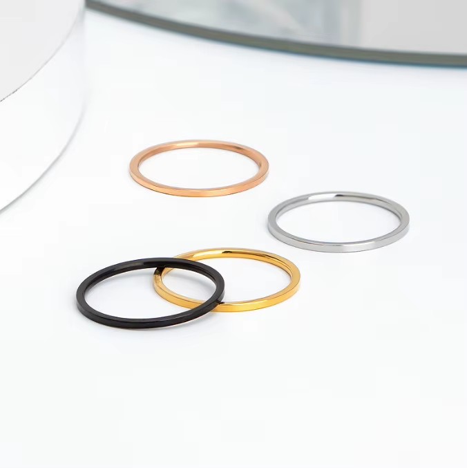 Stainless Steel Simple Multiple Color Plain Rings for Wedding Women Stainless Steel Jewelry