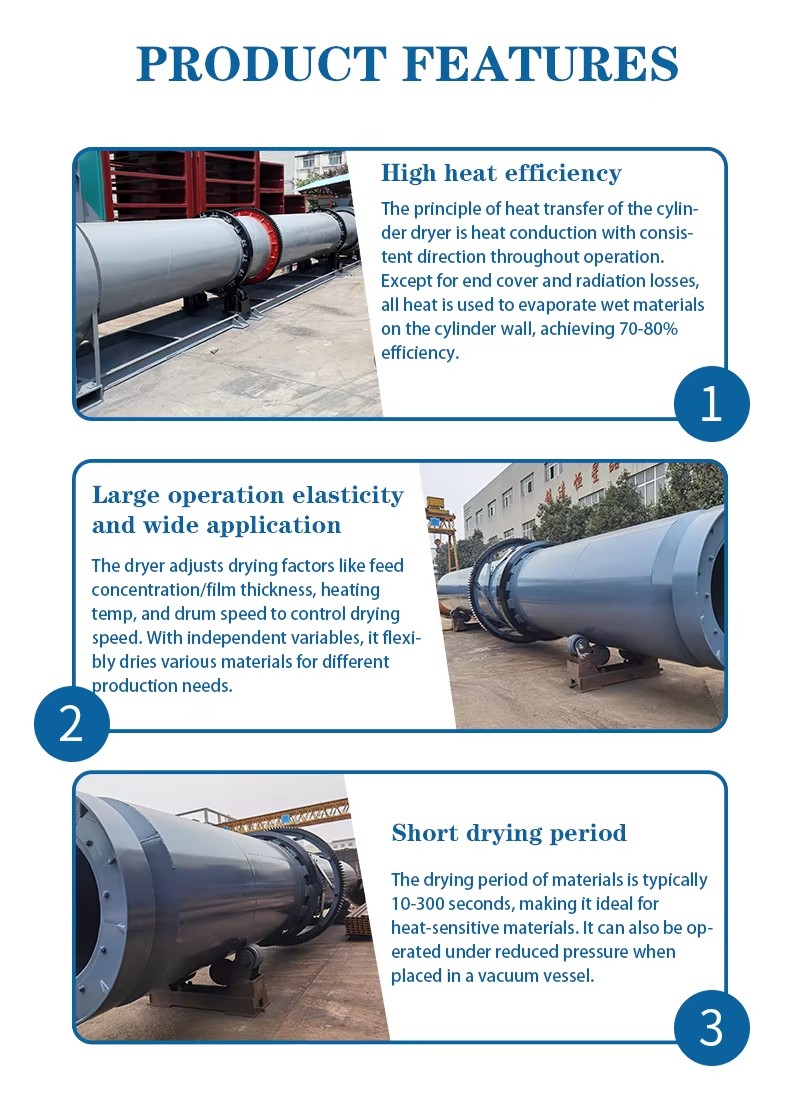 Single Rotary Drum Dryer for Sludge Metal Sludge Industrial Waste Iron Powder-Rotary Drying Equipment Motor Eco-Friendly Energy