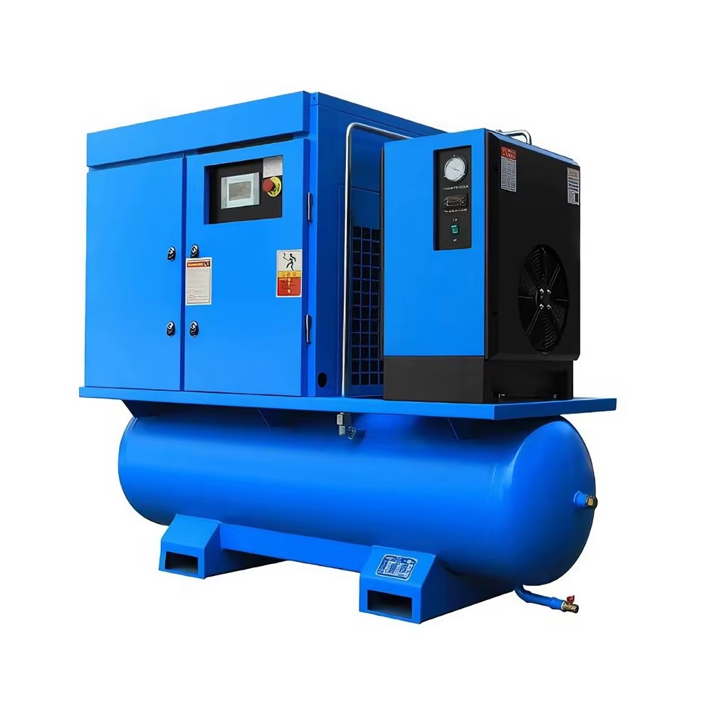 Energy Saving 11kW Oil-Free Air Mute Screw Air Compressor Dryer 300 Liter Tank All-in-One Unit Featuring Motor Engine Bearing