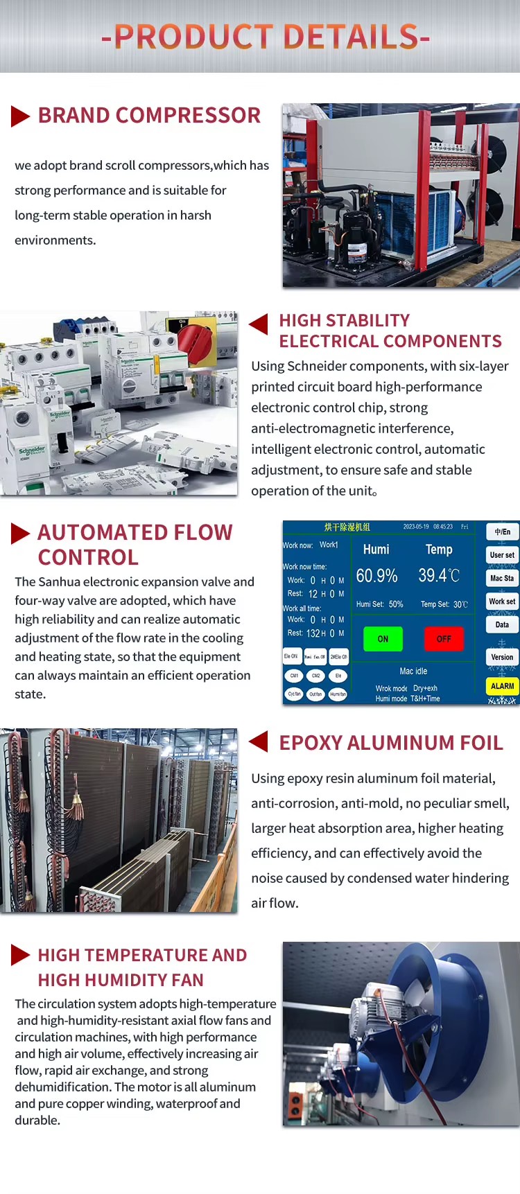 Industrial Heat Pump Drying Machine with PLC & Engine for Food Processing Energy Saving Low Noise
