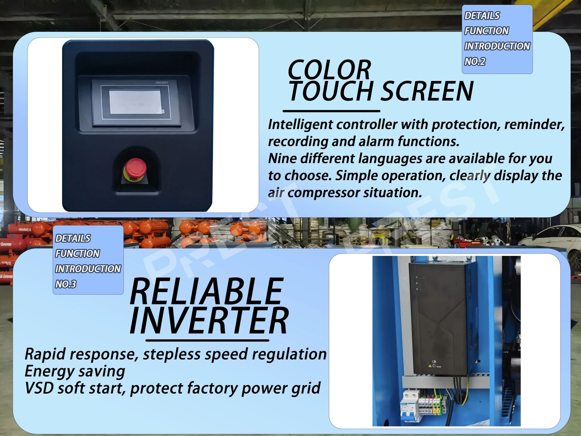 Small Silent Energy-Saving Lubricated Motor Industrial Screw Air Compressor 2.2KW-7.5KW 4-in-1 Air Tank Dryer and Filter