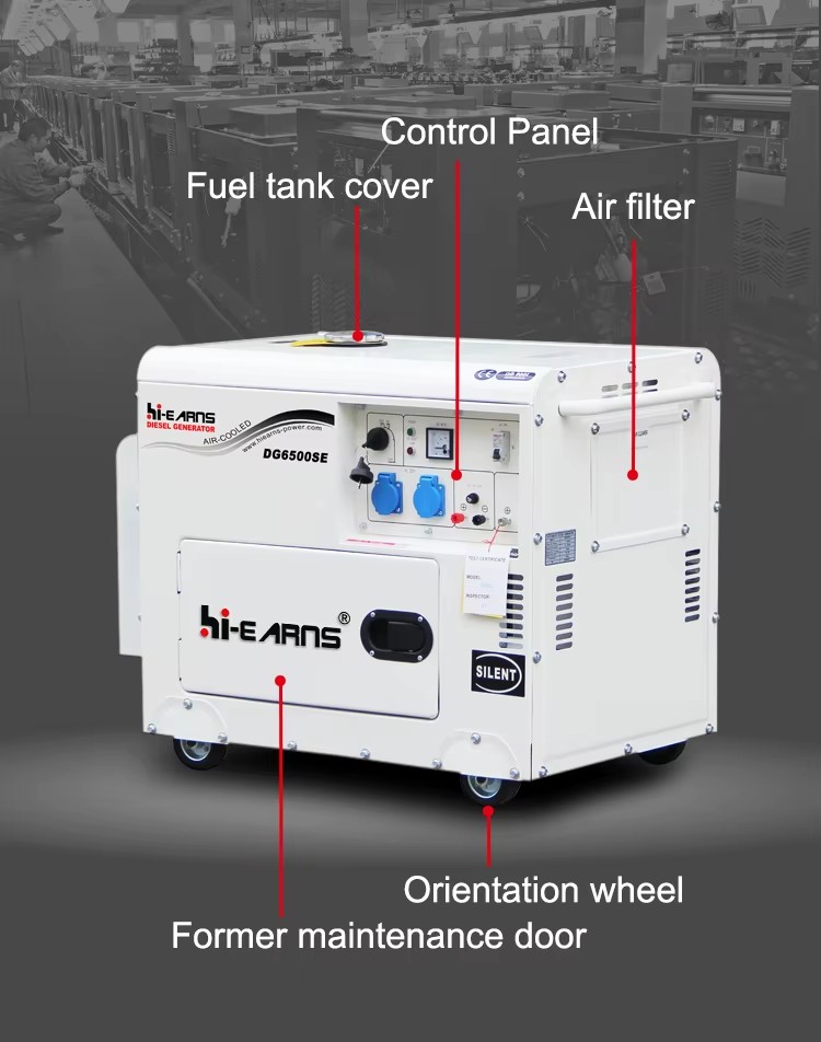 Hi-earns 8KW 10KVA Air Cooled System Diesel Generator Slient for Home Electricity