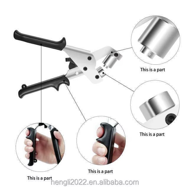 Hole Punching Kit Hole Tool Kit Clamp Handheld Press Portable Manual Punch with 100 3/8-inch (10mm) Silver Holes
