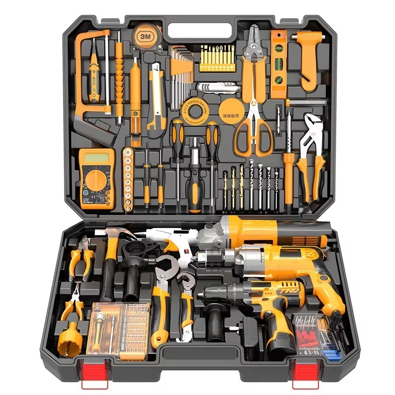 Electrical 174pcs Hardware Power Combo Kit Cordless Drill Machine Set with Other Hand Wrench Pruning Tool Box Set Tools Kit