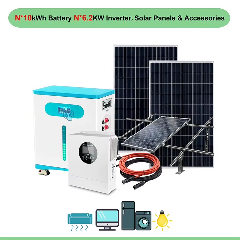 Portable Solar Power Station Home 10kWh Battery 6.2kW MPPT Inverter with Solar Panels Solar Generator Solar Energy Products