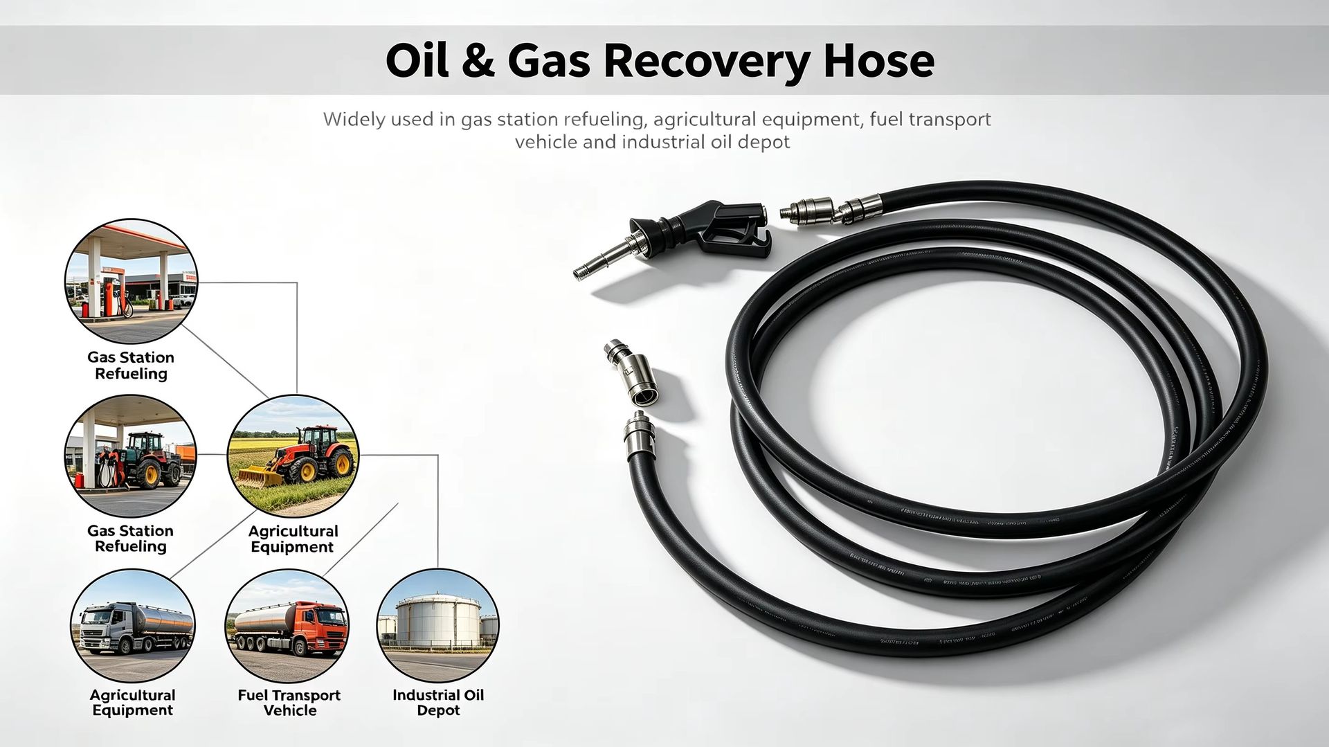 Best Quality PRM ARH-34A 4.5m Black Flexible Rubber Hose Fuel Satiation Vapor Recovery Grease Gun Petrol Service Equipment