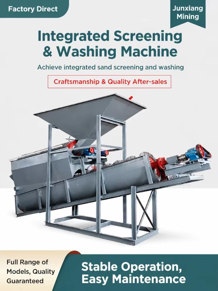 Integrated Spiral Sand Washing and Screening Machine, High Efficiency Rotary Sieve Washer for River Sand & Gravel Plant