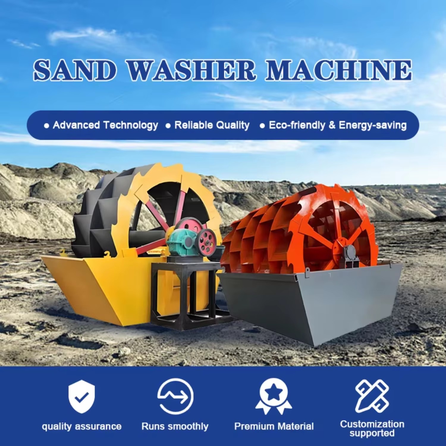 Wheel Sand Washing Machine with Pump 80-150t/h Capacity 18.5kw Motor for Mining Competitive Price