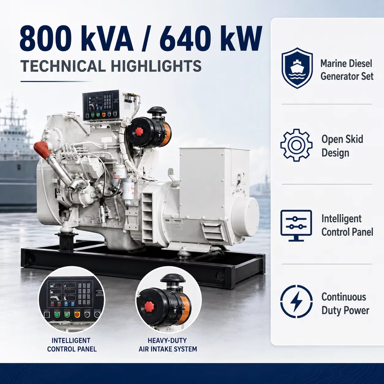 Electricity Generation 800KVA 160kw Power Generator 640KW Marine Generator Diesel