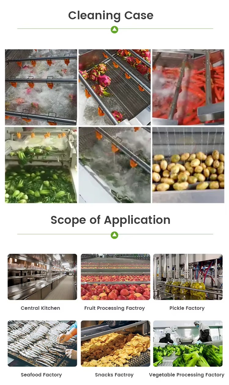 Continuous Bubble Washer for Sweet Potato Yam Cassava Taro Root Crop Processing