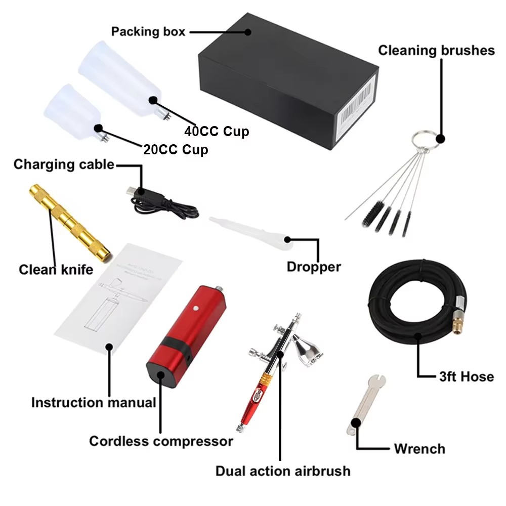 Portable Rechargeable Mini Air Brush Spray Gun Nail Cordless Auto Airbrush Compressor Body Art Wall Painting Tools Airbrush Gun