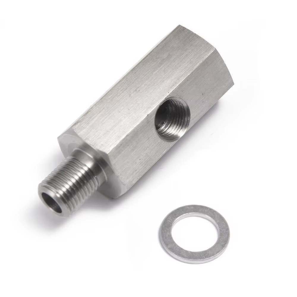Stainless Steel 3-Way Tee Adapter 3*1/8 NPT Thread Hex Wrenchable Pipe Port Branch Fitting Auto Exhaust Pipeline Refit Parts