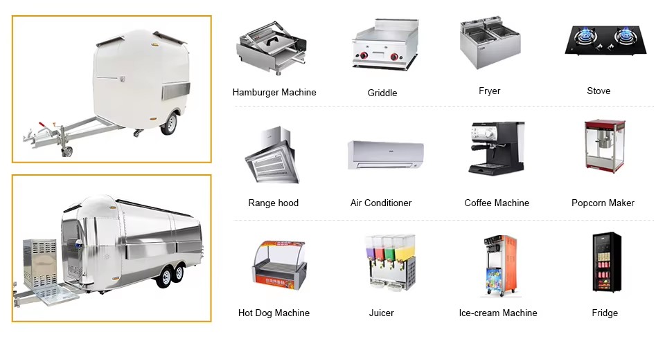 Easy Operation CE Certified Galvanized Sheet Outdoor Use Farm Use Ice Cream Truck Towable Food Trailer