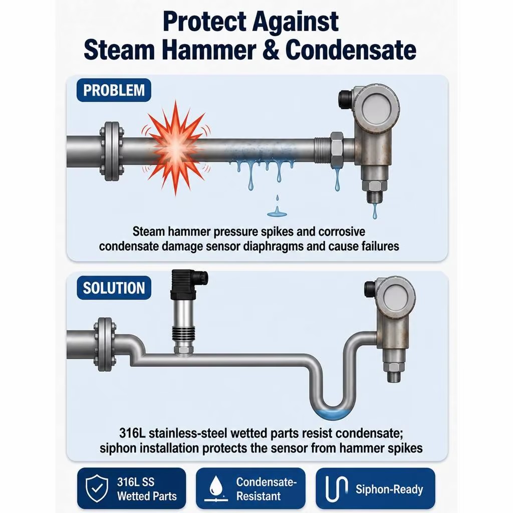 GPT220 0-10V Compact High Temperature Steam Pressure Sensor