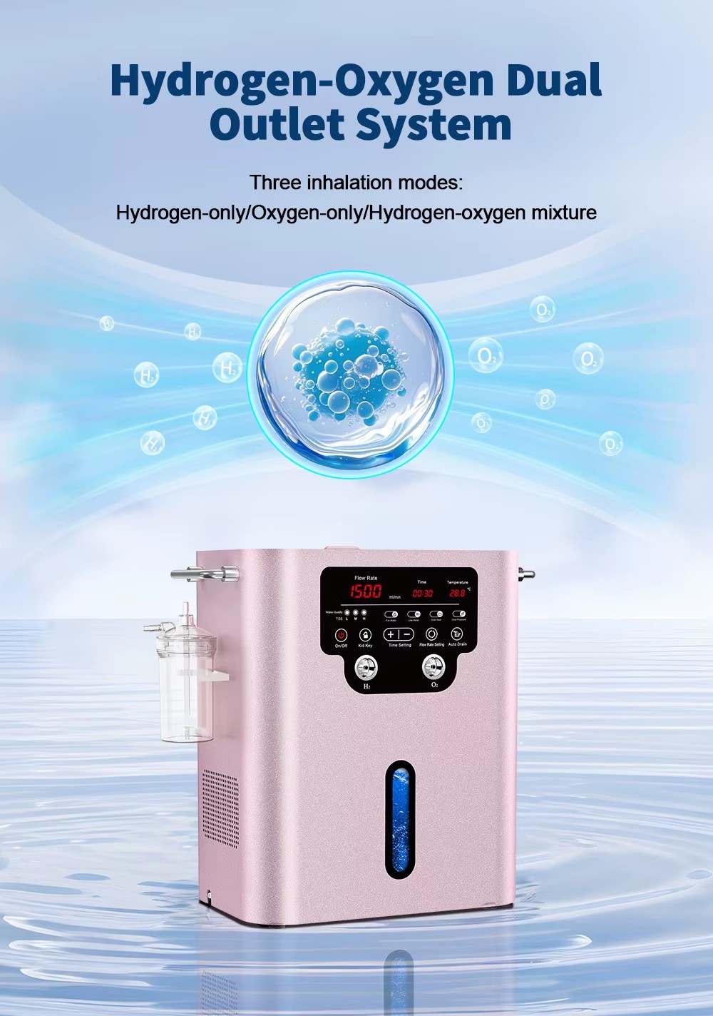 Hho Gas Generator Brazing Intelligent Inhaler Pure 1500ml/min Dupont N117 Oxygenated Home Hydrogen Oxygen Separate Machine