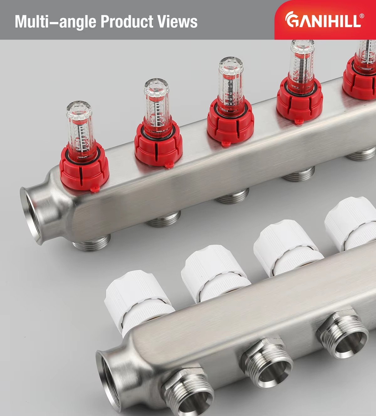 Stainless Steel Radiant Heat Manifold Set Precision Flow Control Collector Central Underfloor Heating Heating 0212