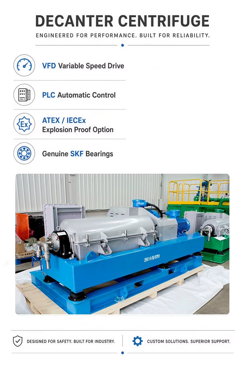 Industrial Horizontal Decanter Centrifuge SS2304 30m3/h Continuous Separation