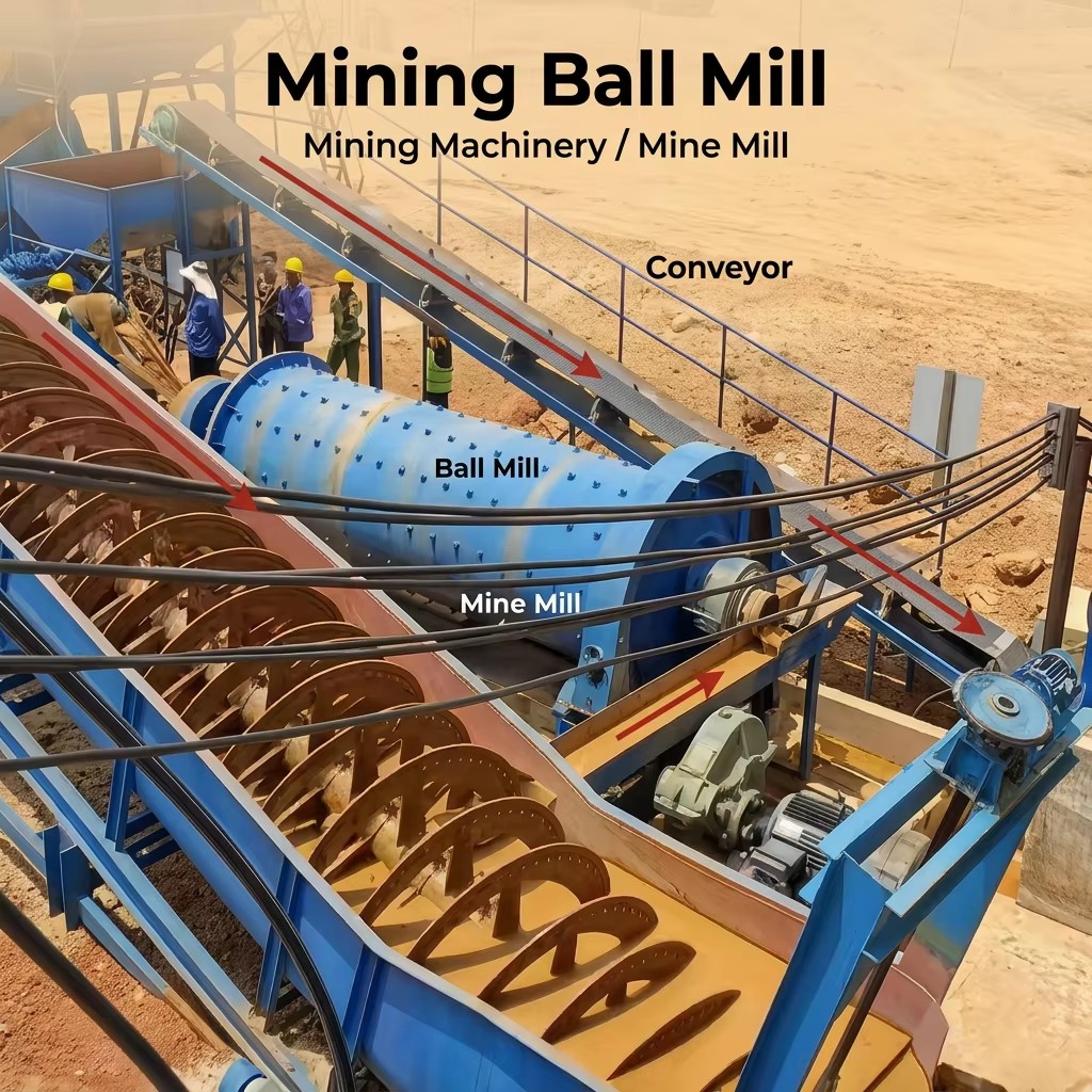 Mining Grinding Ball Mill with Engine and Motor for Ore Processing and Rock Chrome Gold Copper Lead Mineral Separation