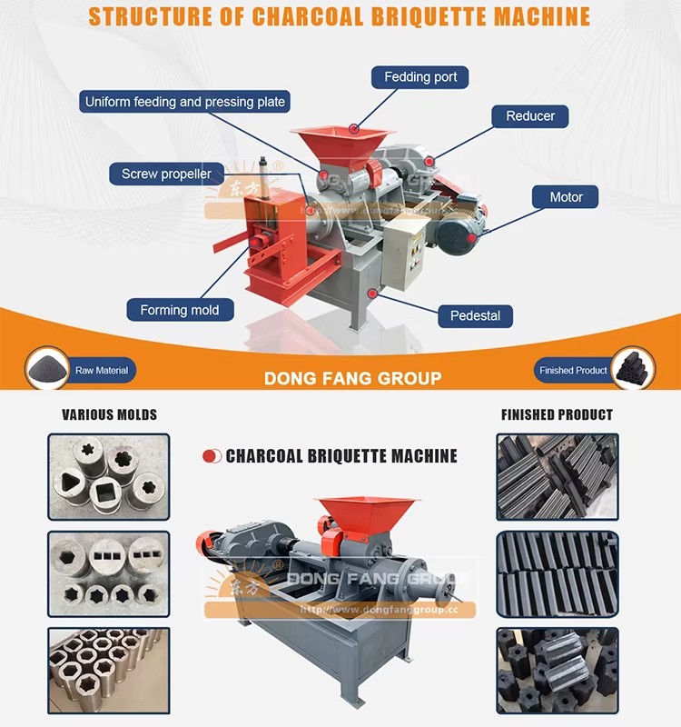 High Output BBQ Charcoal Extruder Machine Charcoal Briquette Machine for Sale