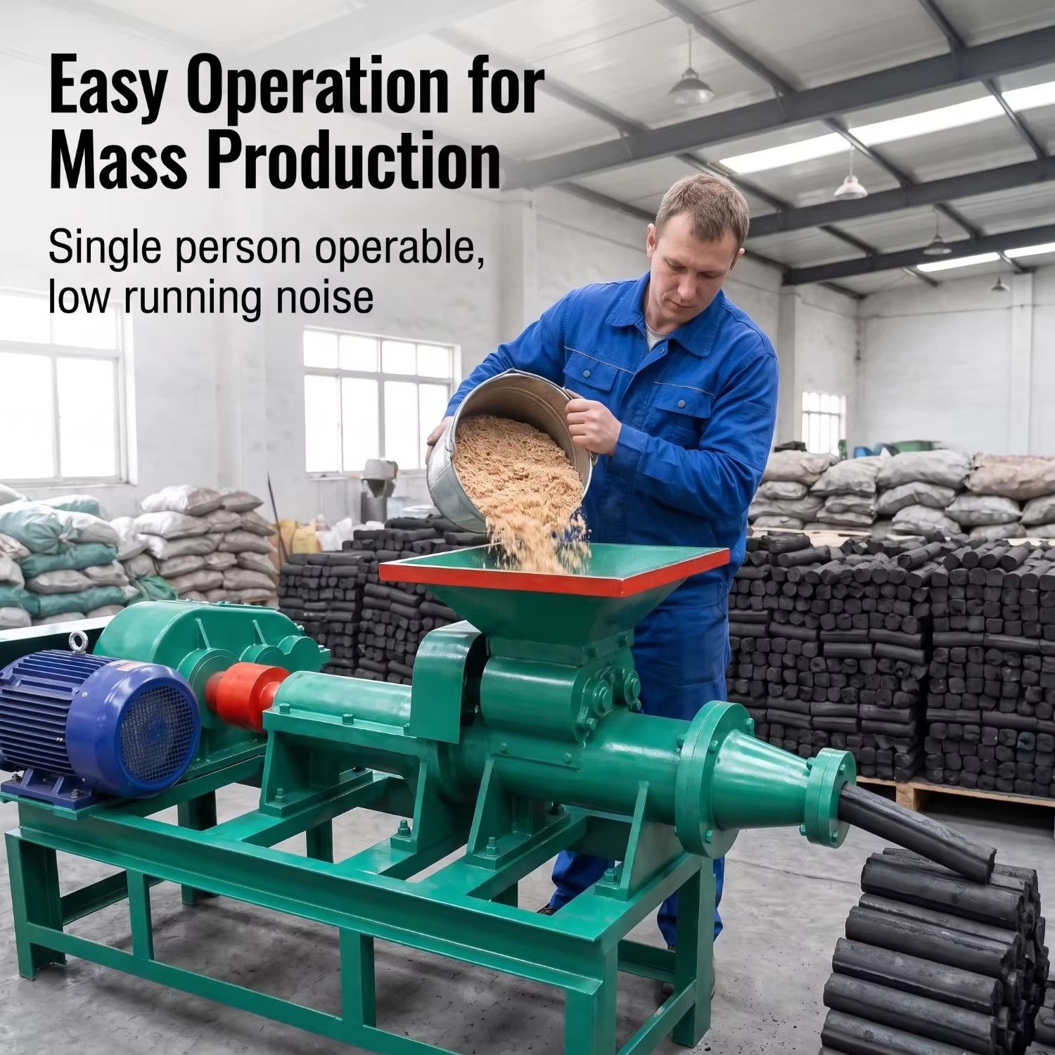 Biomass Charcoal Briquette Machine Coal Dust Extruder for BBQ and Industrial Fuel Making