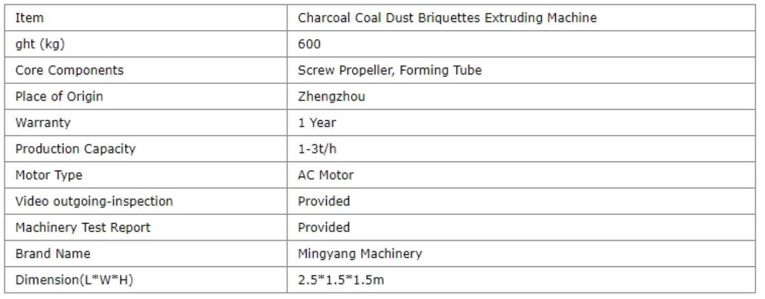 Mingyang High Capacity 500-800kg/h BBQ Charcoal Briquette Machine 25mm Cube Shisha Extruder 380V Energy Saving Coal Machine