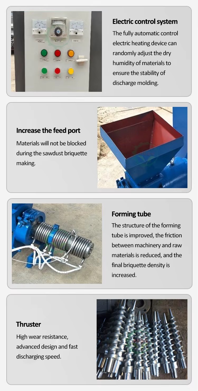 High Efficiency Wood Briquette Making Machine, Automatic Heating Function for Stable Briquette Forming