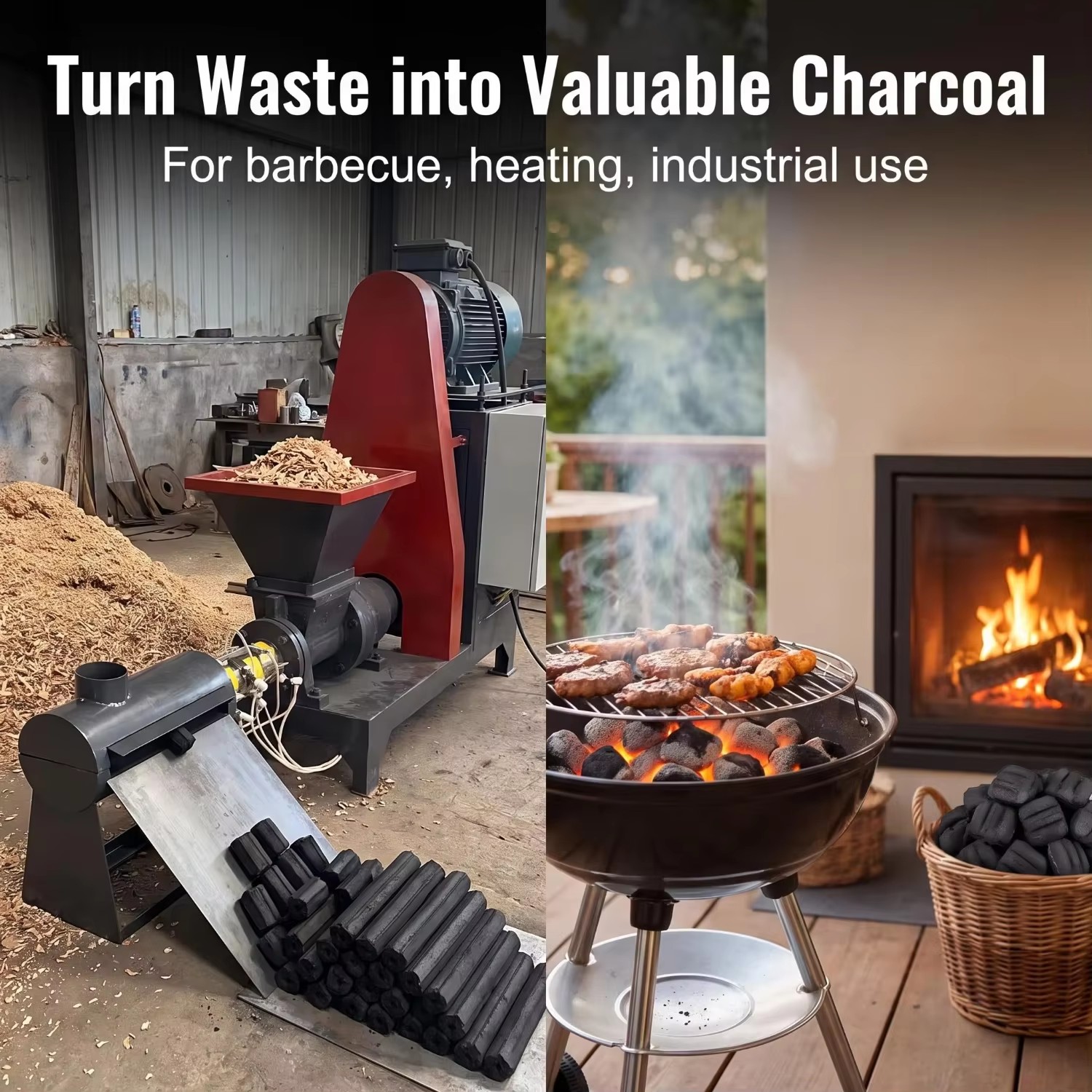 High Efficiency Wood Biomass Briquette Press Machine Sawdust Charcoal Stick Extruder Hexagon Briquettes 260-350kg/h Capacity for