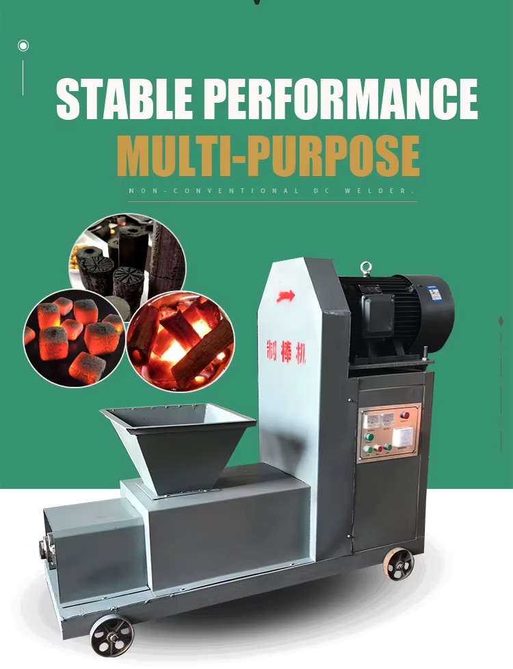 Straw Sawdust Briquette Charcoal Making Machine 300kg/h Capacity Rice Husk Wood Waste Rod Screw Extruder Easy Operate
