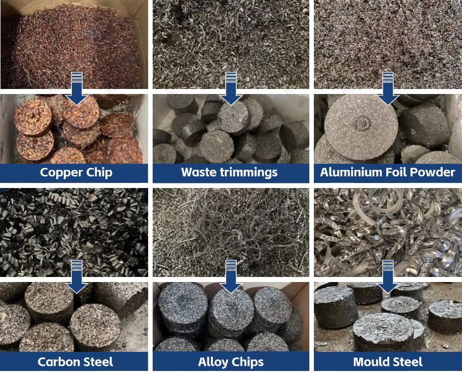 Automatic Hydraulic Scrap Metal Copper Iron Steel Aluminum Chips Briquette Press Machine