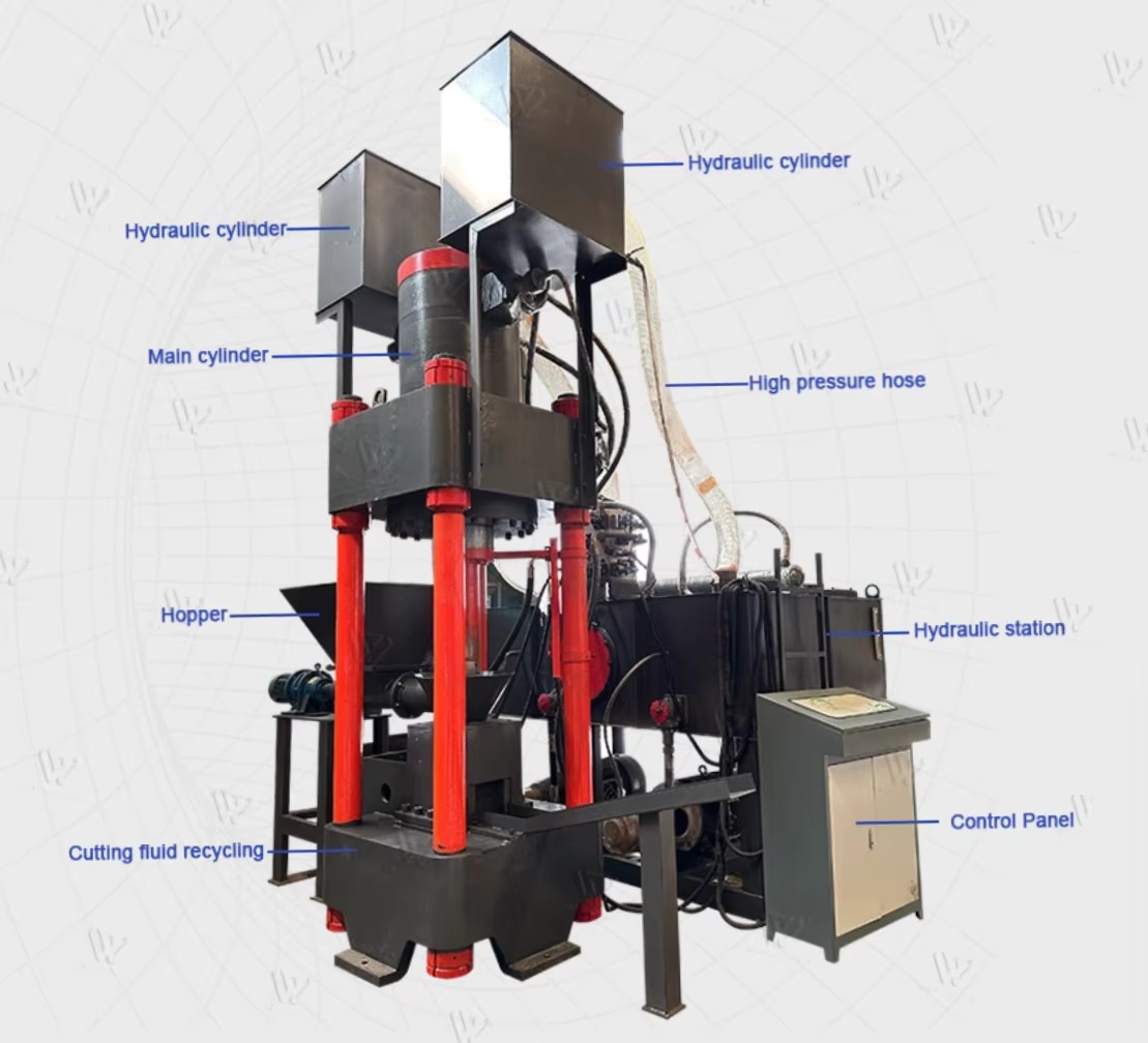 Hydraulic Metal Briquetting Press Machine for Aluminum Bronze Brass Copper Cast Iron Steel Metal Chips