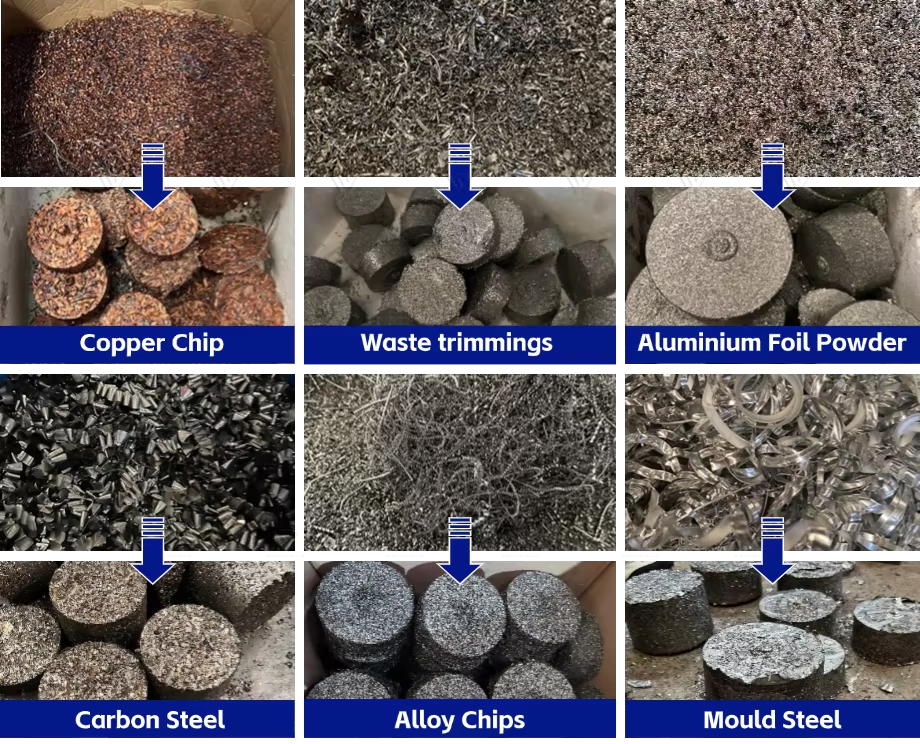 Hydraulic Metal Briquetting Press Machine for Aluminum Bronze Brass Copper Cast Iron Steel Metal Chips